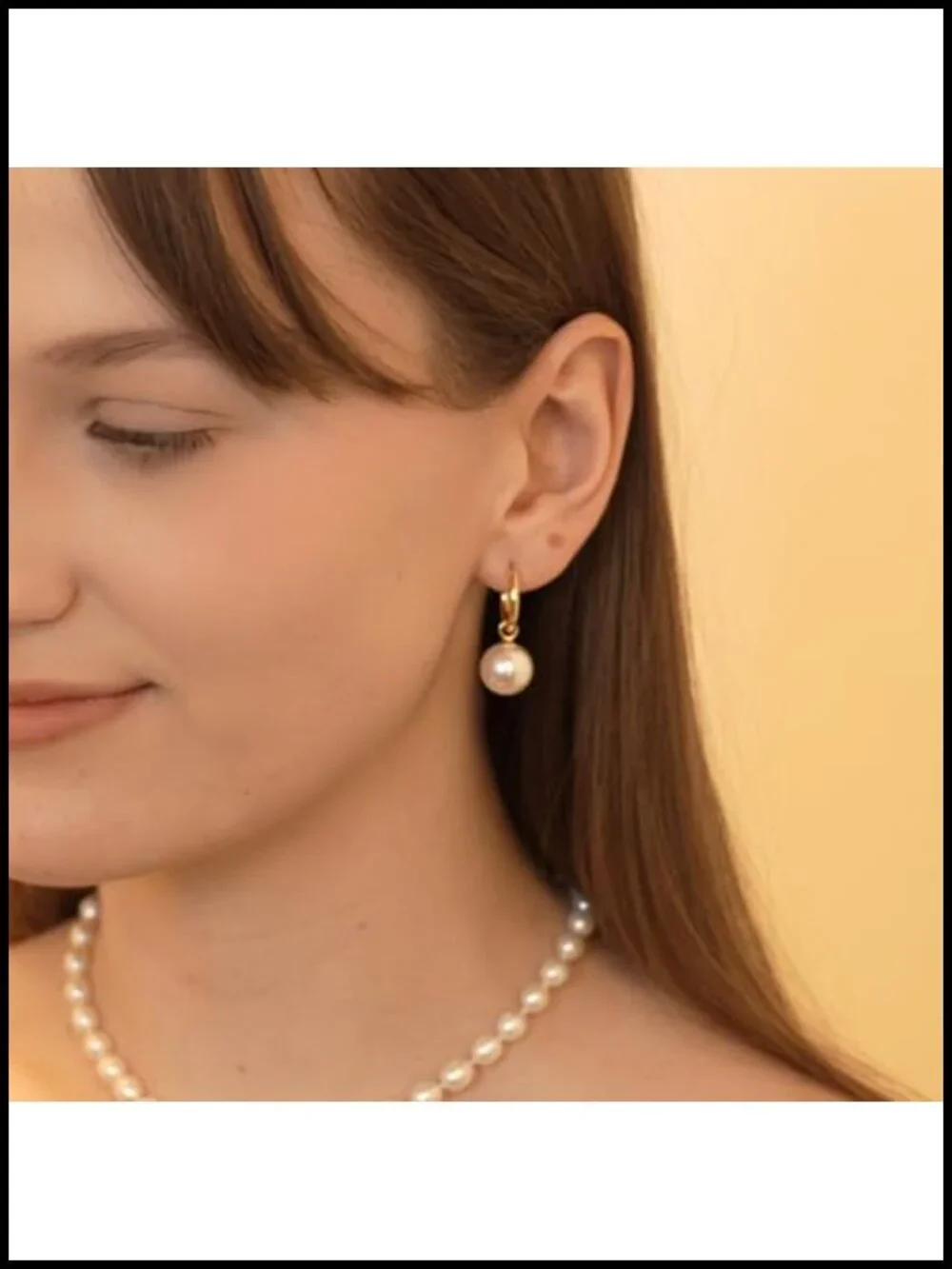 Pearl Hoop Earrings for Women 18K Gold Plated Huggie Drop Earrings